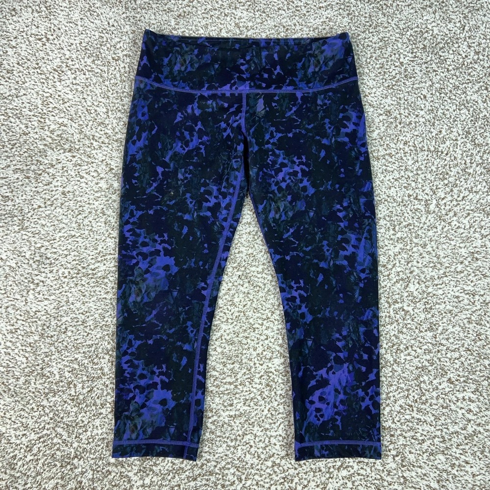 Lululemon Pants Womens 10 Purple Tie Dye Cropped Leggings Yoga Gym Run Workout